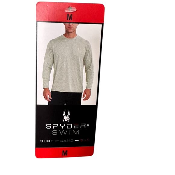 SPYDER Swim Surf Sand Sun Gray Long Sleeve Rash Guard Men's Medium New - Picture 9 of 10